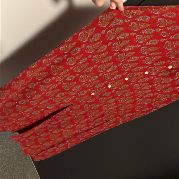 Red Patterned Button-Down Dress - Picture 3 of 4